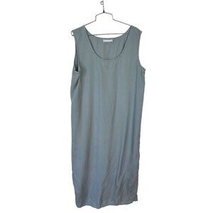 Bryn Walker Womens Tank Maxi Dress Teal Blue Shift Sleeveless 100% Tencel USA